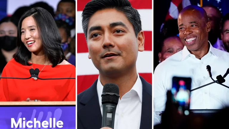 Michelle Wu has been elected mayor of Boston, Aftab Pureval has been elected mayor of Cincinnati, and Eric Adams has been elected mayor of New York.
