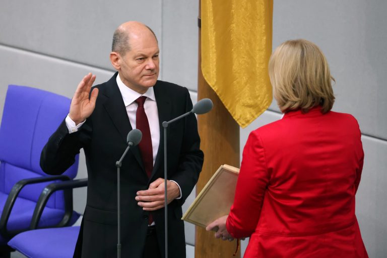Olaf Scholz was sworn in as Germany’s next chancellor today