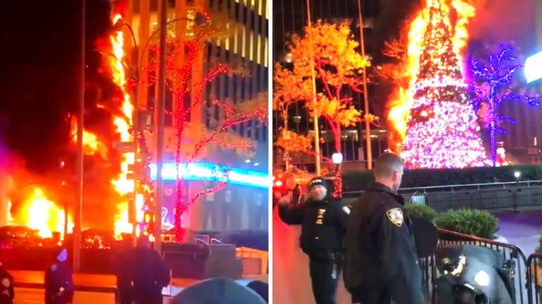 A man is under arrest after he set fire to a Christmas tree at Fox News HQ
