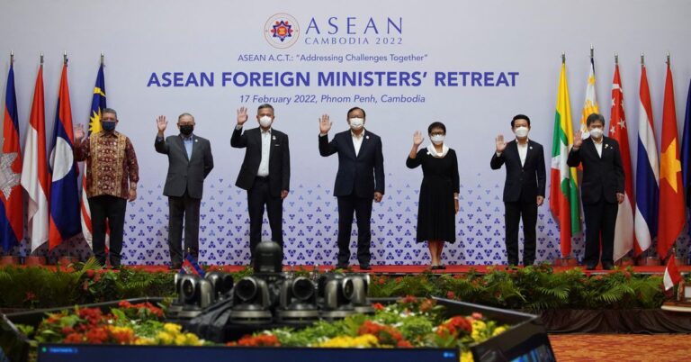 Members of the Association of Southeast Asian Nations (ASEAN) attend the ASEAN Foreign Ministers’ Meeting